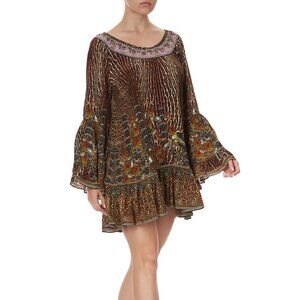 ✨ CAMILLA Wild Azal A-Line Frill Silk Dress ✨